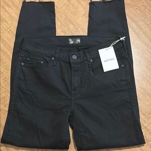 MOTHER Black looker ankle fray jeans sz 26